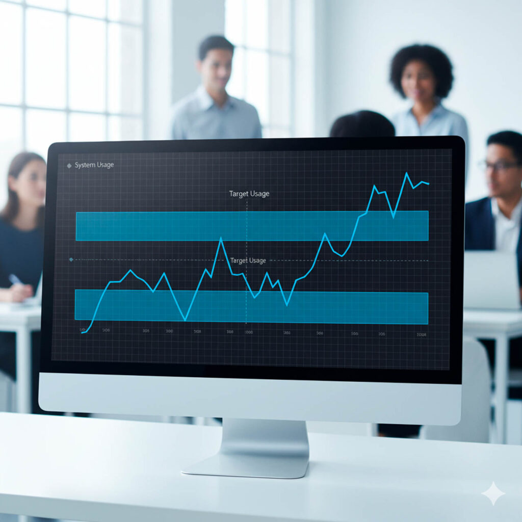 Panel de capacidad proyectada con autoscaling y reservas óptimas.