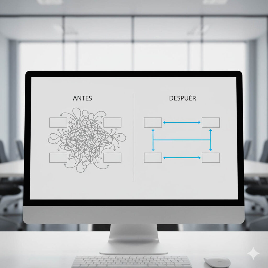 Diagrama de process mining con ruta principal clara y desvíos reducidos.