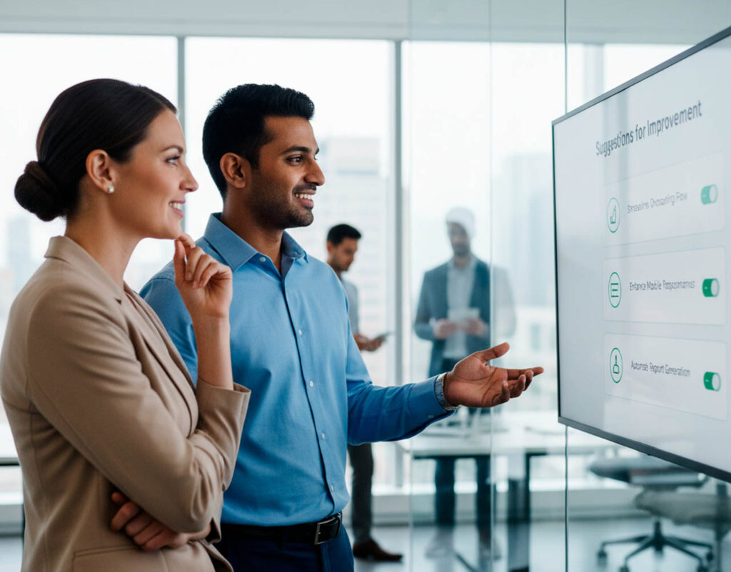 IA responsable por diseño Ejecutivos revisan políticas de IA responsable y cumplimiento GDPR.