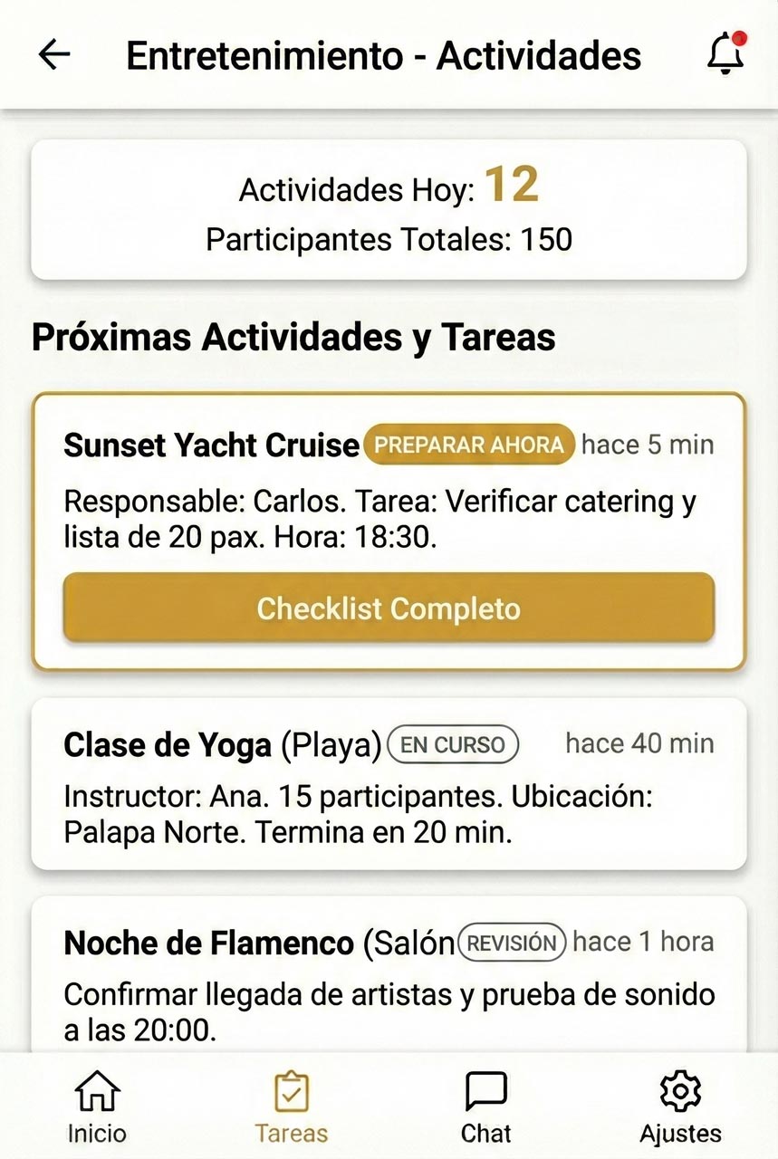 Staff App — Actividades y Entretenimiento