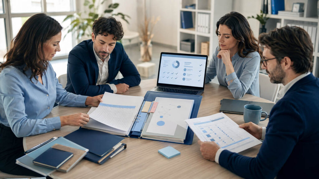 Profesionales verificando una respuesta generada por IA antes de utilizarla en la empresa